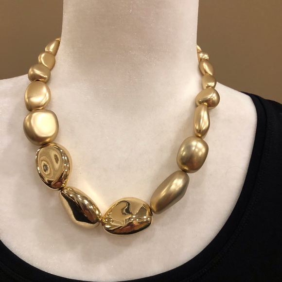 Jones New York Matte Gold Bead Statement Necklace and Matching Bracelet - Picture 2 of 8